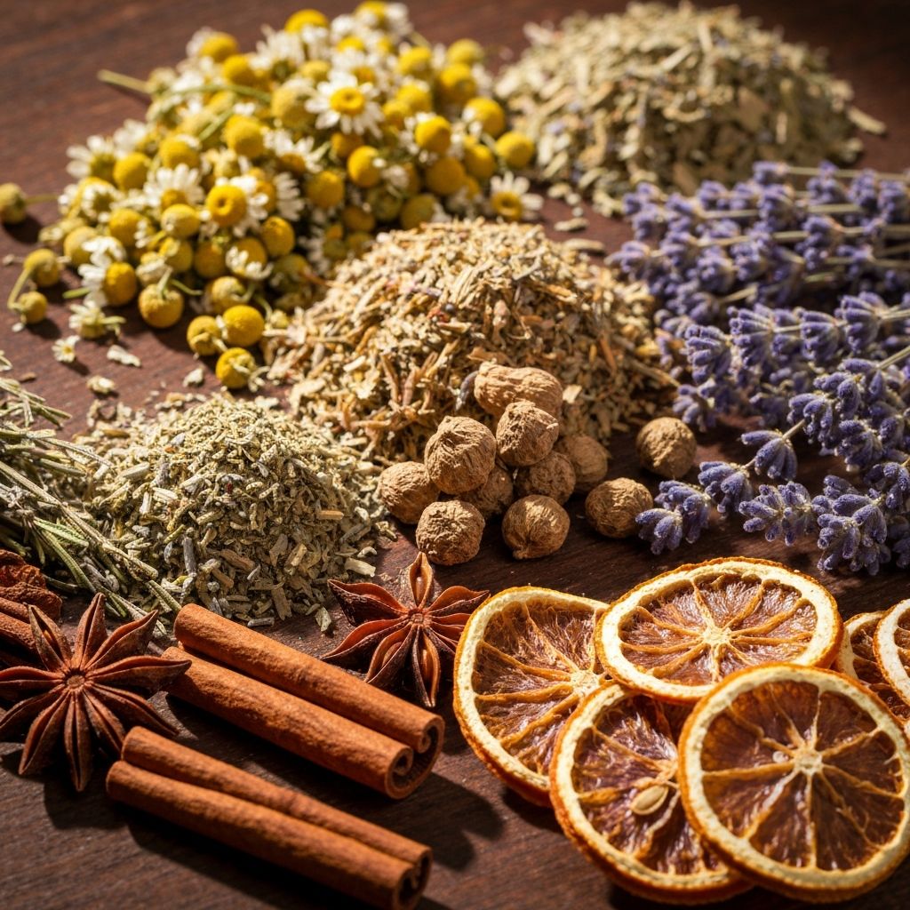 Herbes séchées et matériaux botaniques